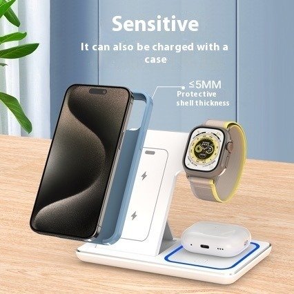 Fast Wireless Charger Stand Foldable Charging Station For Smart Phone 3 In 1 - Image 3