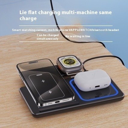 Fast Wireless Charger Stand Foldable Charging Station For Smart Phone 3 In 1 - Image 2