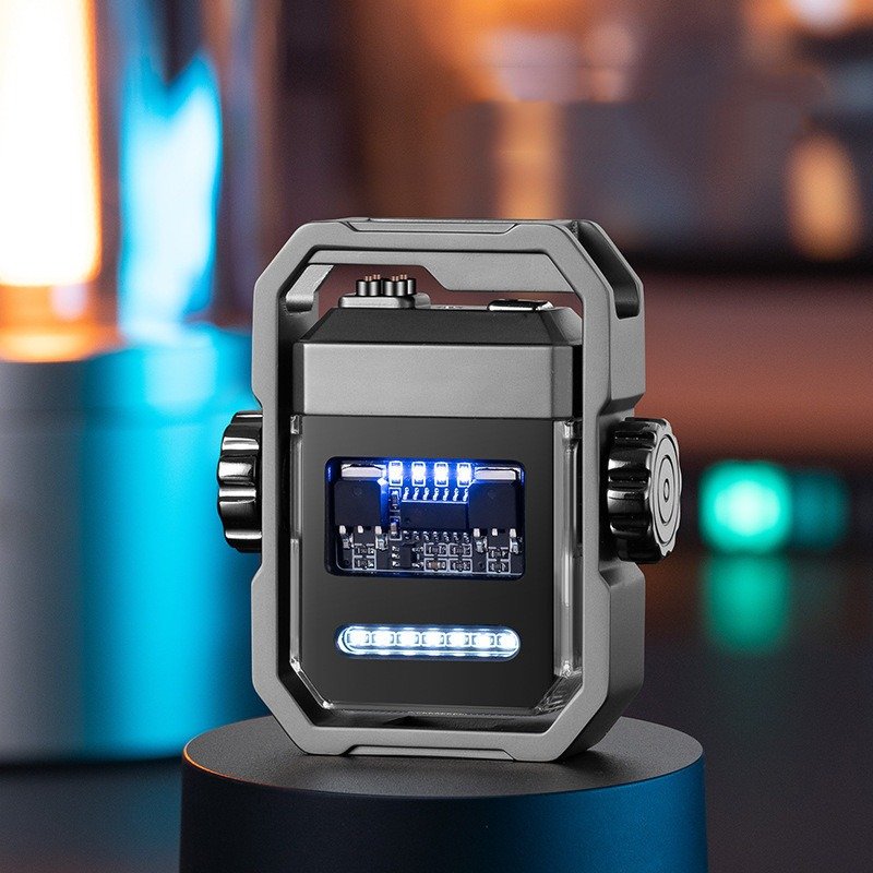 Pulse Lighter Double Windproof Type-C Charging Electric Gyroscope - Image 3