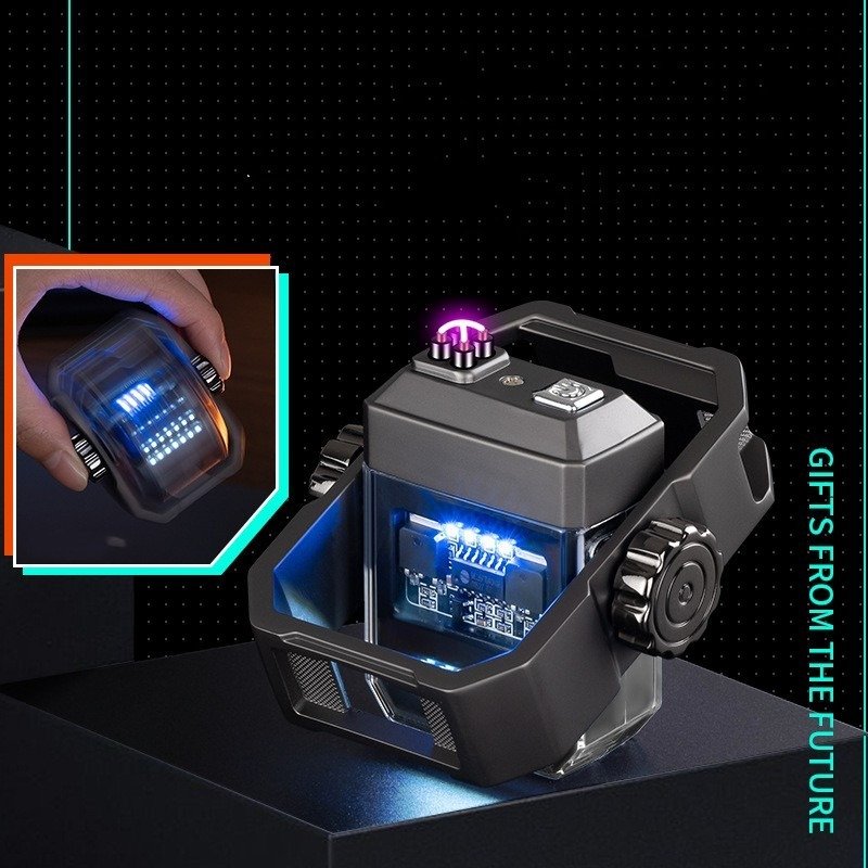 Pulse Lighter Double Windproof Type-C Charging Electric Gyroscope - Image 4